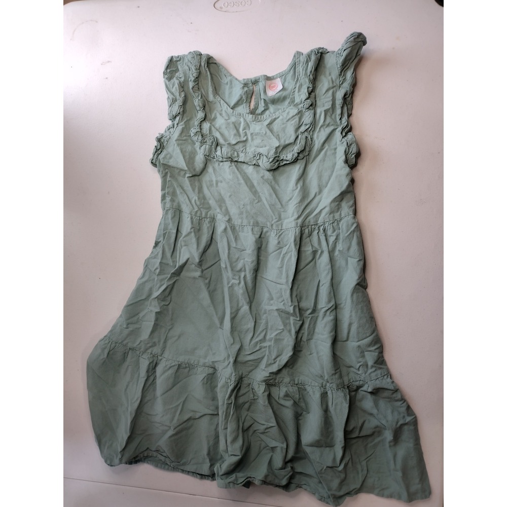 Wonder Nation Girls Green Ruffle Tiered Dress Size L 10/12‎ Plus